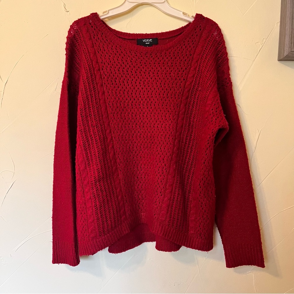 Verve Ami Cherry Red Knit Pullover - Size L